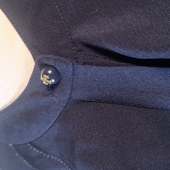 Tory Burch Jane Dress Navy Blue Long Sleeves Ruffled Shirt dress Size 8 - Picture 5 of 10
